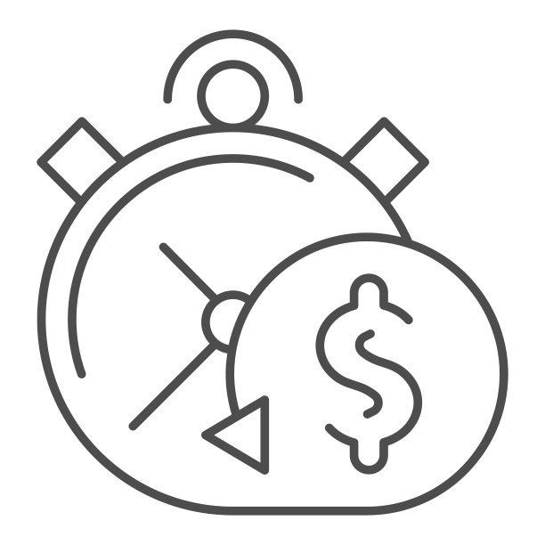 及时付款细线图标。闹钟矢量图，白色背景隔离。及时付款轮廓样式设计，专为网页和App设计。EPS 10。图片下载