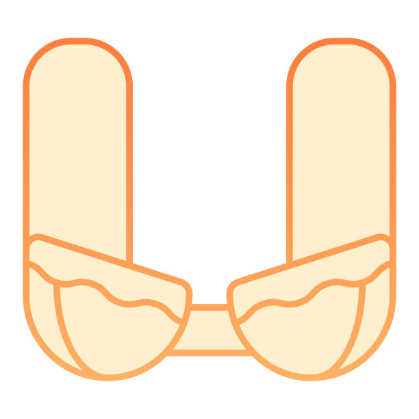 胸罩平图标。女士胸罩橙色图标在时尚的平面风格。女性内衣渐变风格设计，专为网页和应用设计。Eps 10。图片下载