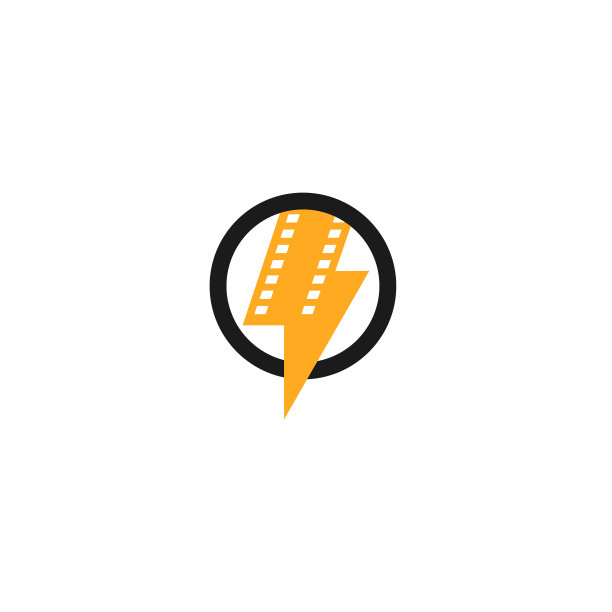 闪电膜带带圈环形图标设计。迅雷电影插图。图片下载