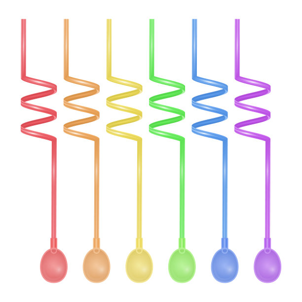 一套彩色吸管的饮料，鸡尾酒吸管在白色的背景图片下载