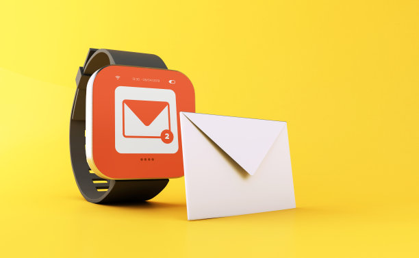 3d智能手表显示新消息通知。图片下载