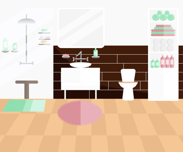 浴室室内矢量平面设计图片下载