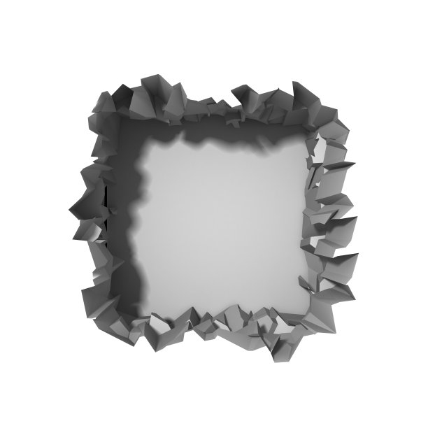 黑暗的破坏在白色的石墙上撕开了一个洞图片下载