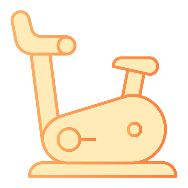 健身房自行车平面图标。健身橙色图标在时尚的平面风格。运动自行车的坡度风格设计，为网页和应用程序设计。Eps 10。图片下载