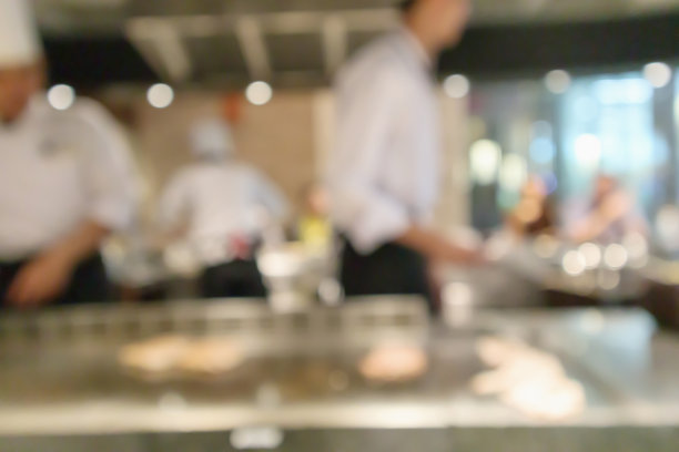 厨师烹饪餐厅厨房模糊散焦背景图片下载