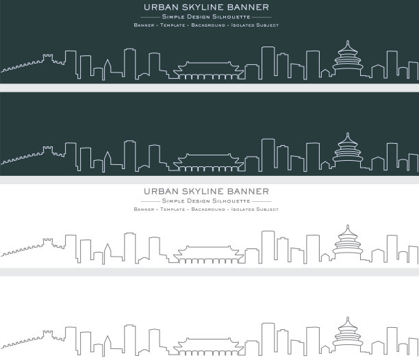 北京单线天际线横幅图片下载