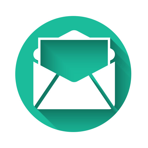 白色邮件和电子邮件图标孤立与长影子。电子邮件信封标志。邮件标志。绿色圆圈按钮。矢量图图片下载