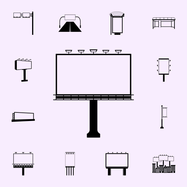 灯光广告牌图标广告。广告牌图标普遍设置为网络和移动图片下载