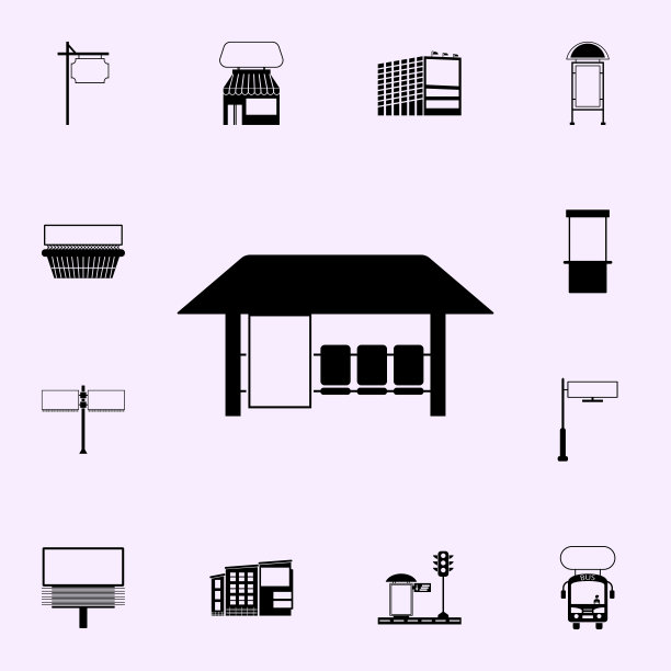 广告牌在公交车站的图标。广告牌图标普遍设置为网络和移动图片下载