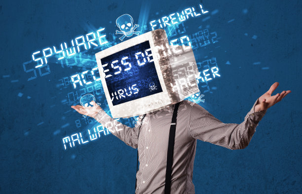 在屏幕上监视带有黑客标志的负责人图片下载