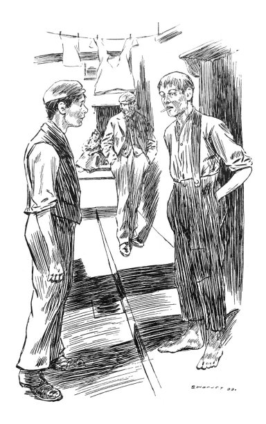 英国讽刺漫画漫画插图两个工人阶级的男人在街上交谈图片下载