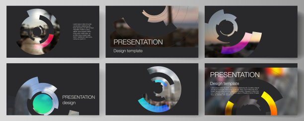极简抽象矢量插图的可编辑布局的演示幻灯片设计业务模板。未来主义设计的圆形图案，圆形元素形成几何框架的照片图片下载