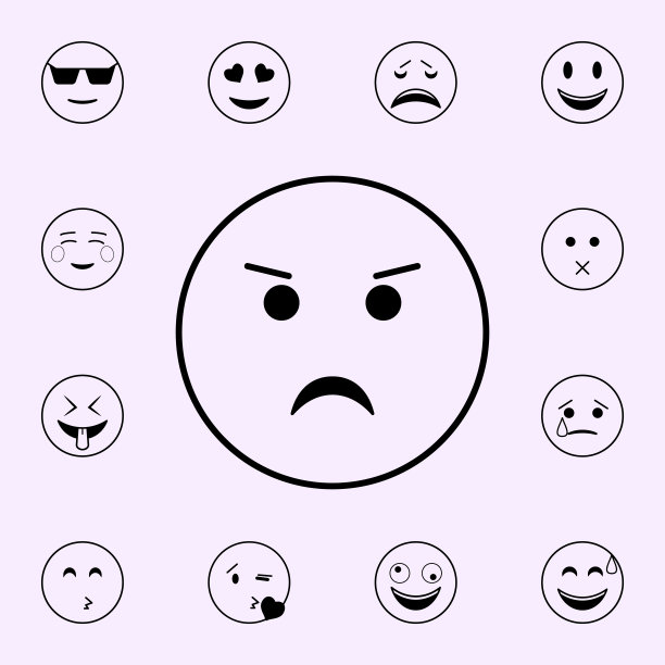 皱眉图标：适用于网页和移动设备的表情符号通用集图片下载