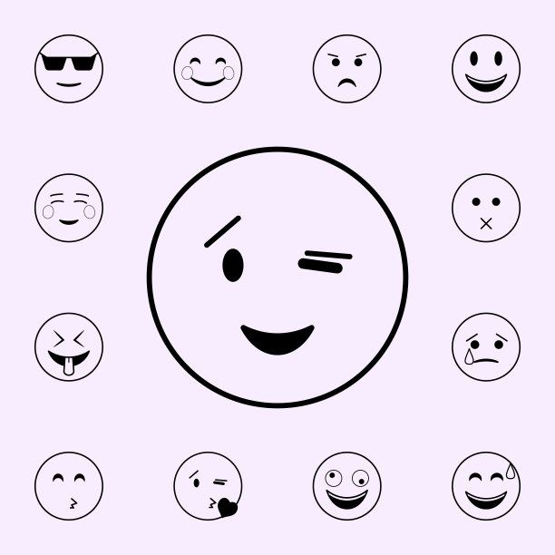 眨眼图标，用于Web和移动设备的表情符号通用集图片下载