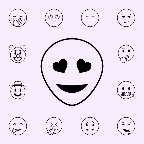 带有心形的眼睛图标。用于网络和移动设备的表情符号通用集图片下载