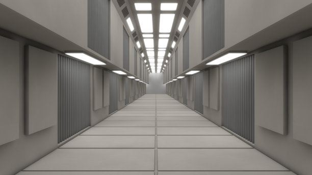 3 d渲染室内。未来的走廊。室内概念设计图片下载