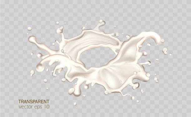 酸奶，椰奶飞溅和倾倒，逼真的水滴和污渍。液体三维矢量元素。奶昔挥舞美味的商业横幅。多汁奶油皇冠的广告，促销，标签和包装设计。图片下载