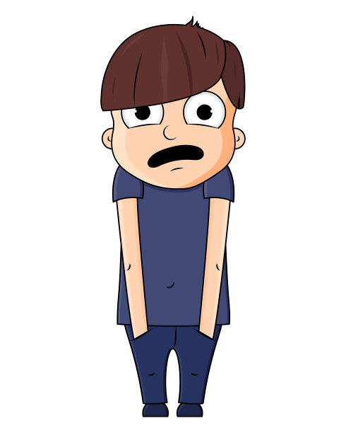 可爱的卡通男孩与惊喜的情绪。矢量图图片下载