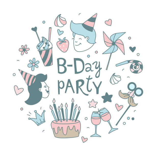 生日快乐字体书法短语节日贺卡海报背景。图片下载