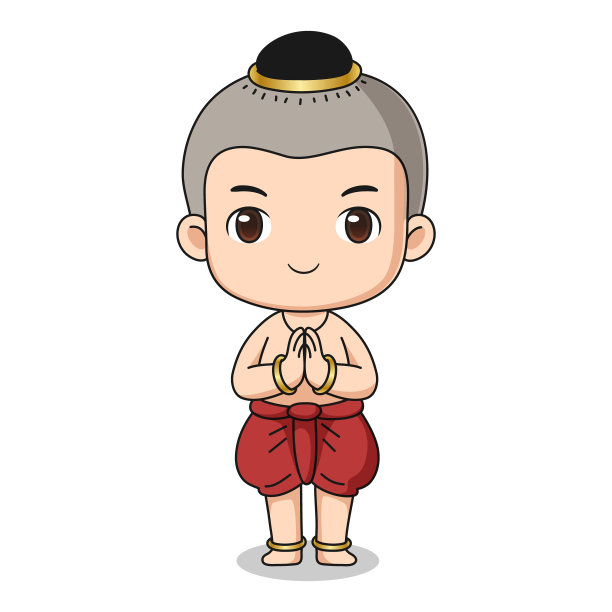 泰国男孩尊重卡通向量图片下载