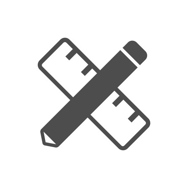 交叉的尺子和铅笔矢量图标图片下载
