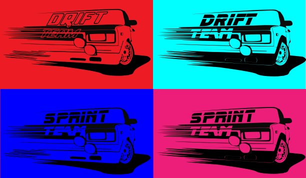 汽车运动队车队标志设计、汽车调试服务业务等。矢量标志模板。图片下载