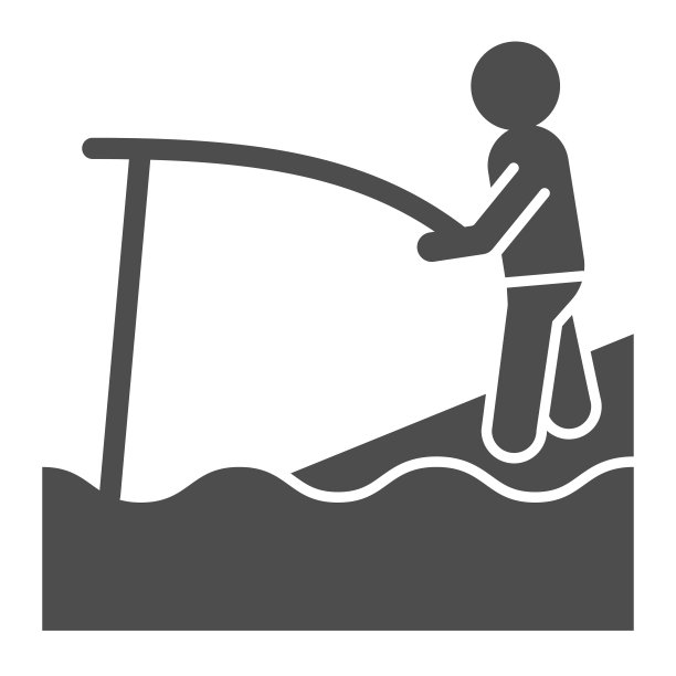 钓鱼坚实的图标。费希尔和杆矢量插图孤立在白色。渔夫字形风格的设计，为网页和应用程序设计。Eps 10。图片下载