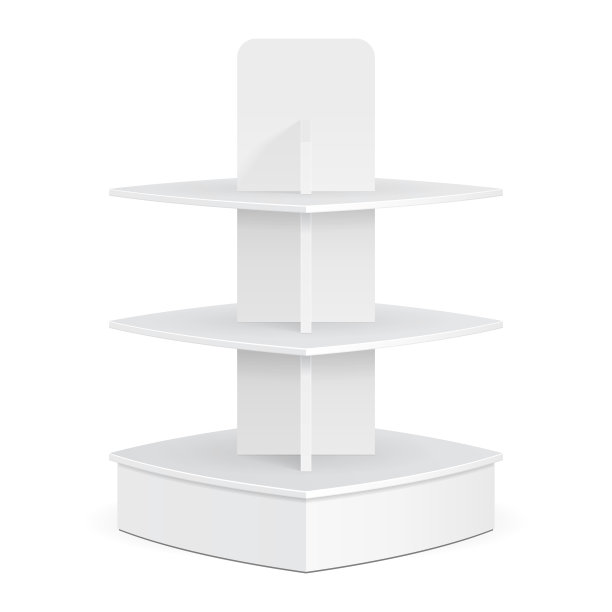 广场圆形POS POI纸板地板展示架超市空白空显示。产品模拟在白色背景孤立。为你的设计做好准备。产品广告。向量EPS10图片下载
