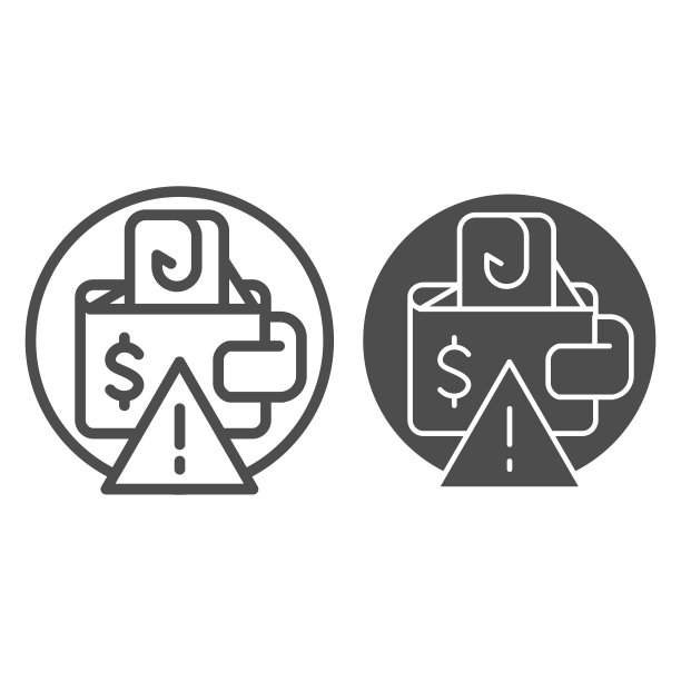 网络钓鱼金钱线稿和轮廓字形图标。带钩钱包矢量素材，白色背景。用于网页和应用程序的金钱盗窃设计，EPS 10格式。图片下载