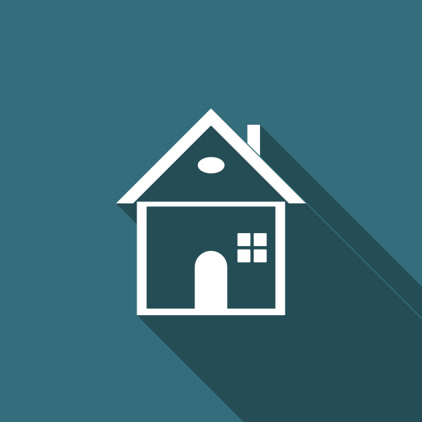 房子图标孤立与长影子。家的象征。平面设计。矢量图图片下载
