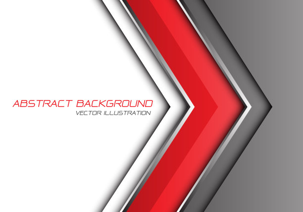 抽象的红色灰色银色线箭头方向与白色空白和文字设计现代未来的背景矢量插图。图片下载