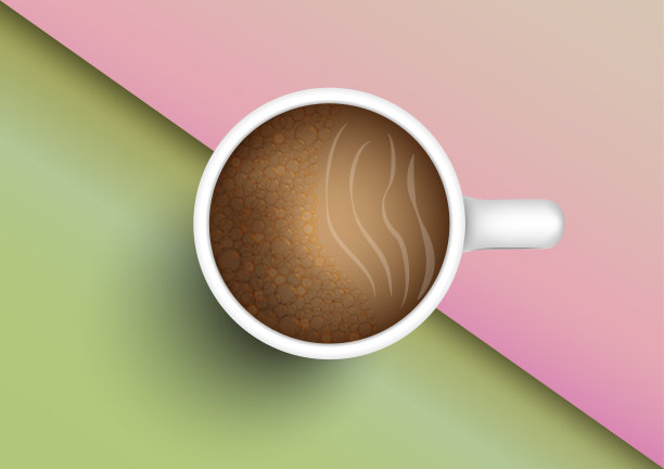 概念和想法顶视图的咖啡杯与颜色两个色调的屏幕背景。饮食概念和色彩背景图片下载