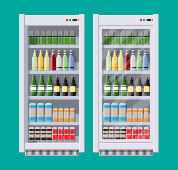 展示冷却饮料的冰箱图片下载