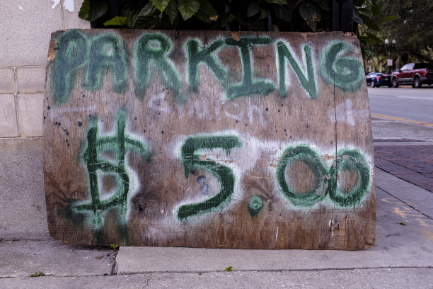 市中心的停车标志图片下载