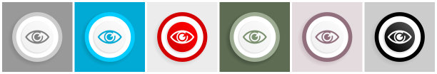 眼睛图标集，矢量插图在6个选项的网页设计和移动应用程序图片下载