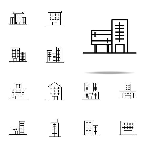 建筑图标。为网页和手机建立通用图标集图片下载