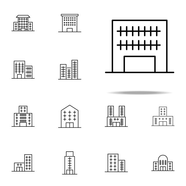 建筑图标。为网页和手机建立通用图标集图片下载