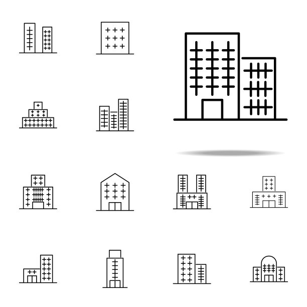 建筑图标。为网页和手机建立通用图标集图片下载