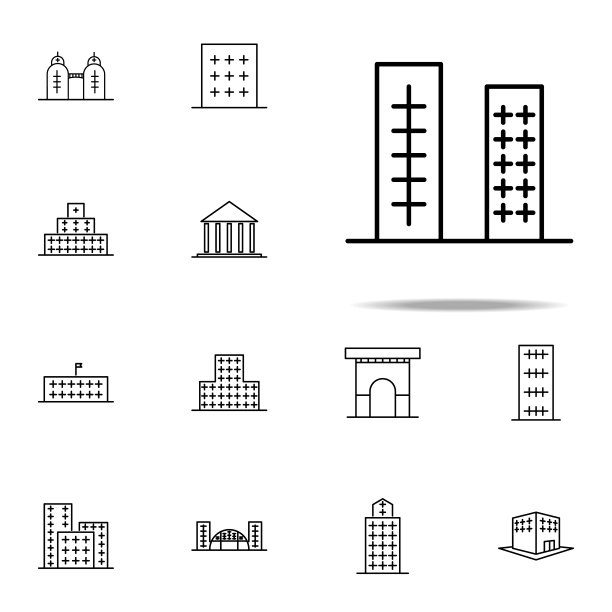 建筑图标。为网页和手机建立通用图标集图片下载