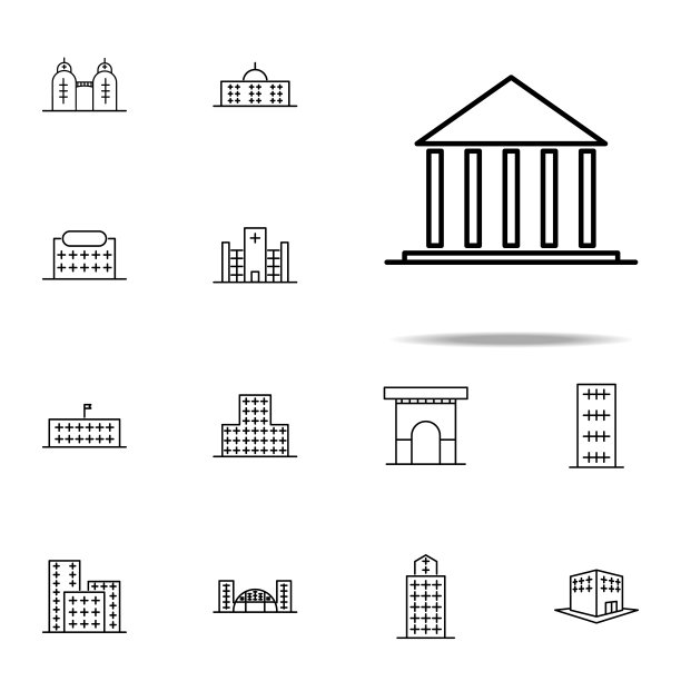 建筑,法院图标。为网页和手机建立通用图标集图片下载