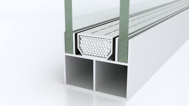 铝型材和隔热玻璃(3D渲染)图片下载