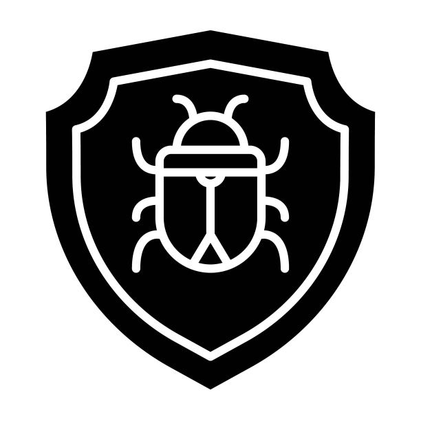 防病毒图标，矢量插图，技术字形图片下载