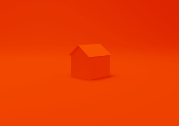 橙色房屋为房地产行业，3d插图图片下载