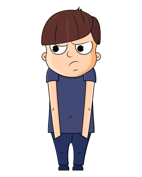 可爱的卡通男孩，嫉妒的情绪。矢量图图片下载