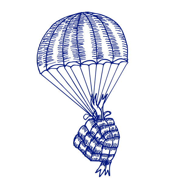 天空中降落伞的插图图片下载