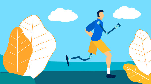 残疾运动员训练平面矢量插图图片下载