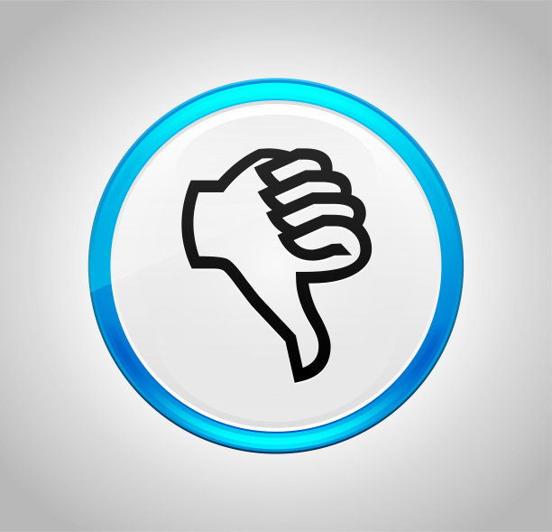 拇指向下图标圆形蓝色按钮图片下载