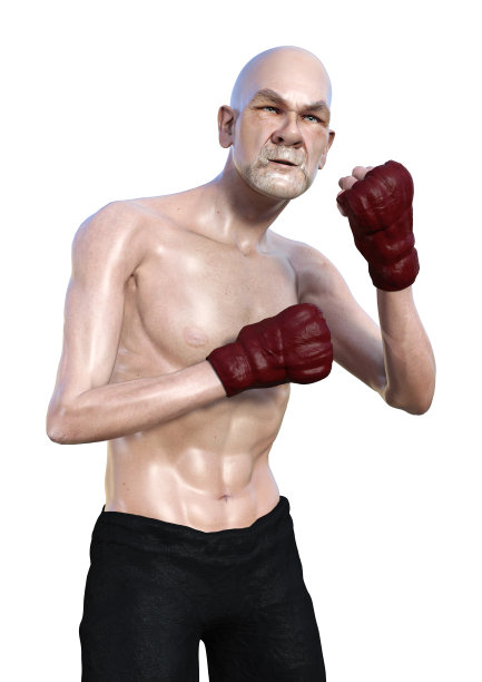 3D插图高级男子拳击在白色图片下载