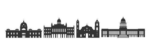 古巴的标志。白色背景上孤立的古巴建筑图片下载