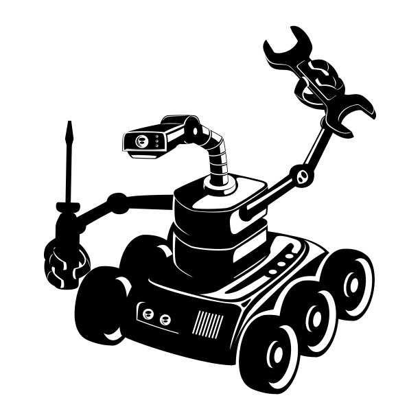 黑色机器人标志。图片下载